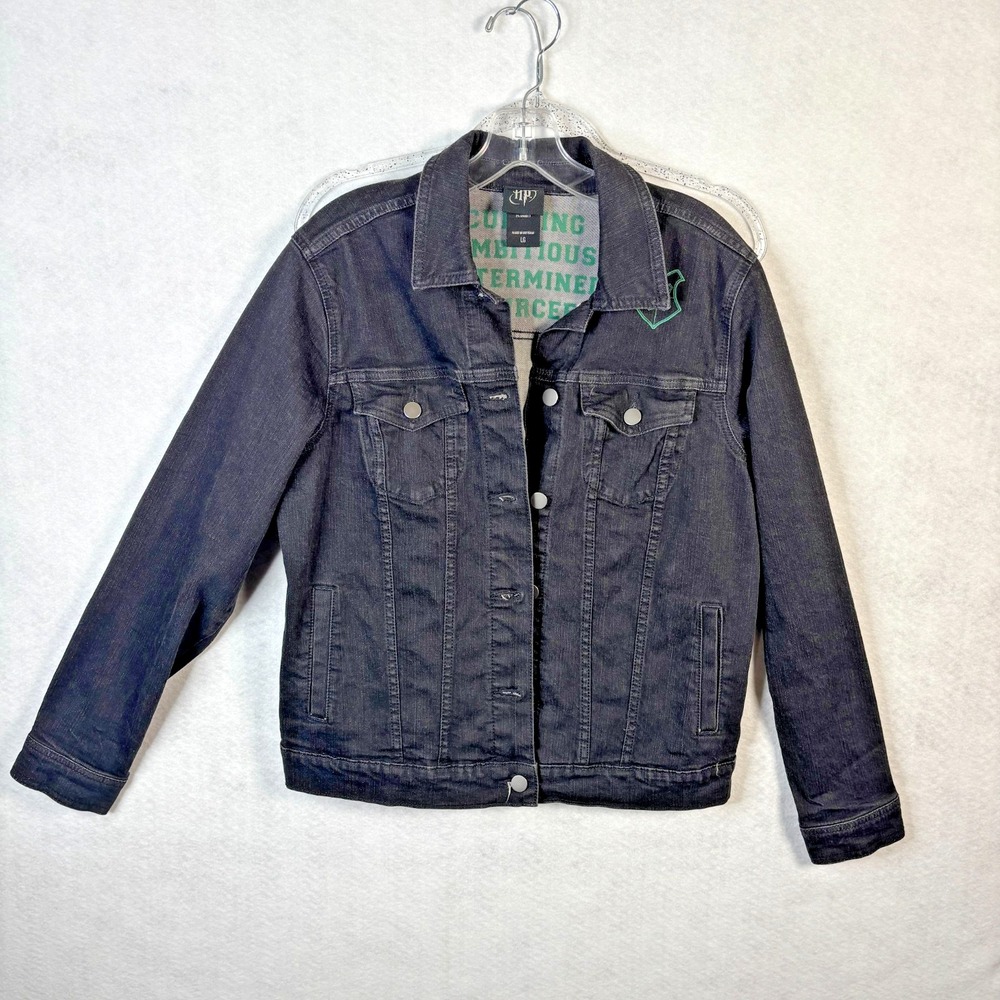 Harry Potter Slytherin Black Denim Stretch Pockets Buttoned Jacket Large